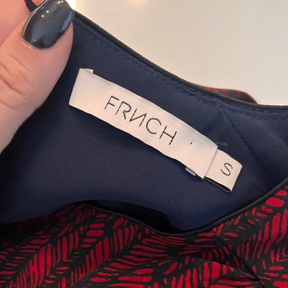 FRNCH Deep Red Long Sleeve Print Dress Sz S - Picture 4 of 4